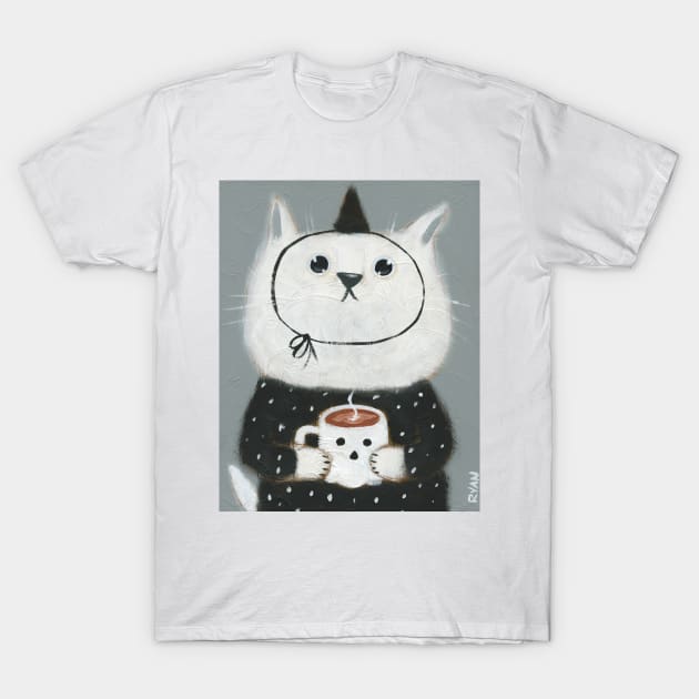 New Ghost Coffee Cup T-Shirt by KilkennyCat Art